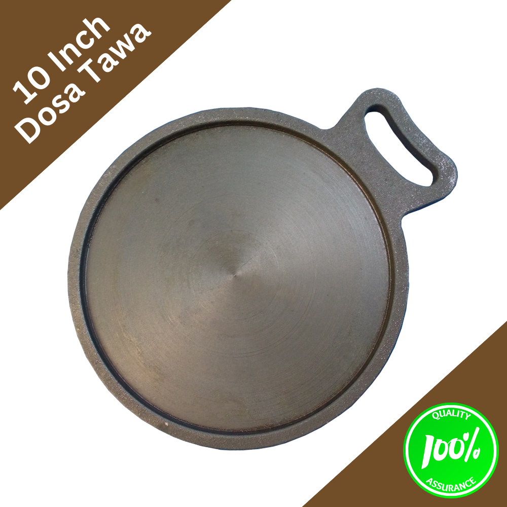 Cast Iron Dosa Pan, Iron Spatula & Oil applicator –