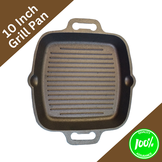 10 inch Cast iron  Pre Seasoned Smooth Finish Grill Pan