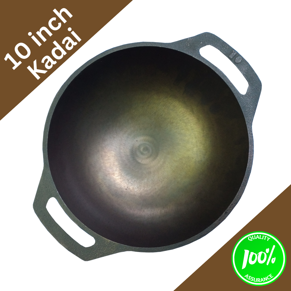 10 Inch Cast Iron Pre Seasoned Super Smooth Finish Kadai