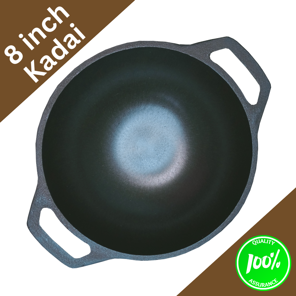 8 Inch Cast Iron Pre Seasoned Super Smooth Finish Kadai