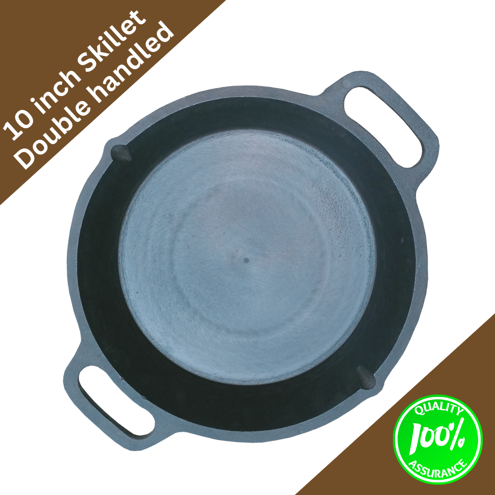 10 inch cast iron Pre Seasoned Super Smooth Finish skillet-double handled