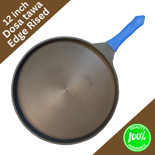 12 inch Cast Iron Dosa Tawa-edge raised Pre Seasoned Super Smooth Finish