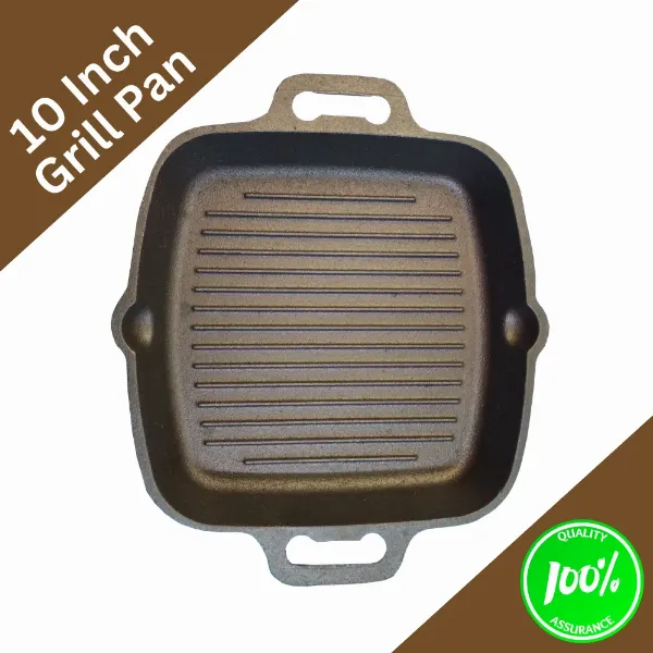10 inch Cast iron  Pre Seasoned Smooth Finish Grill Pan