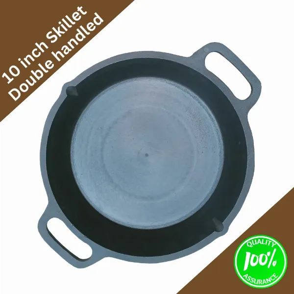 10 inch cast iron Pre Seasoned Super Smooth Finish skillet-double handled