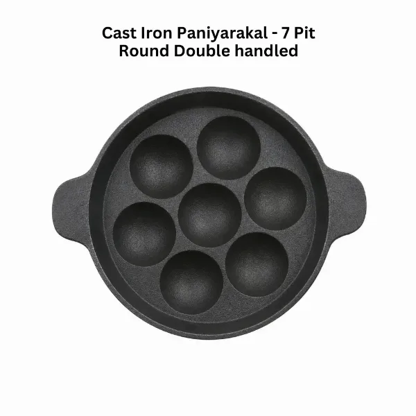 Cast Iron Paniyarakal - 7 Pit Round Double Handled