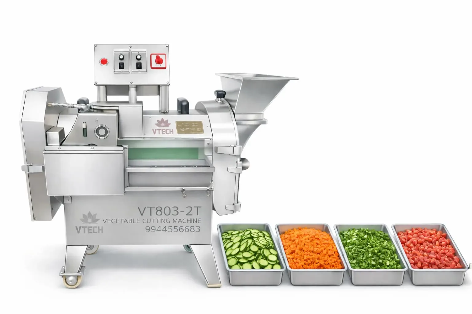 Vegetable Cutting Machine with Conveyor