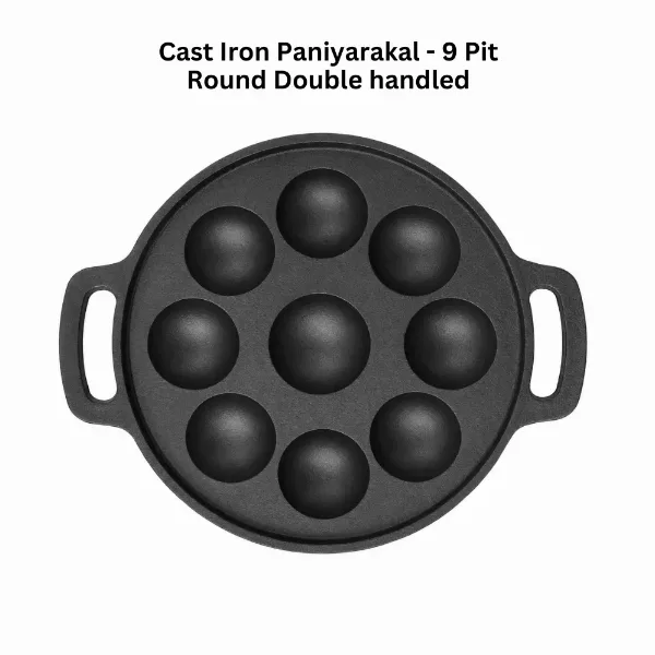 Cast Iron Paniyarakal - 9 Pit Round Double Handled