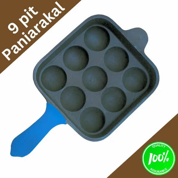 9 Pit Cast Iron Paniyarakkal Square Type | Extra Premium Grade Cast-iron Paniyarakkal